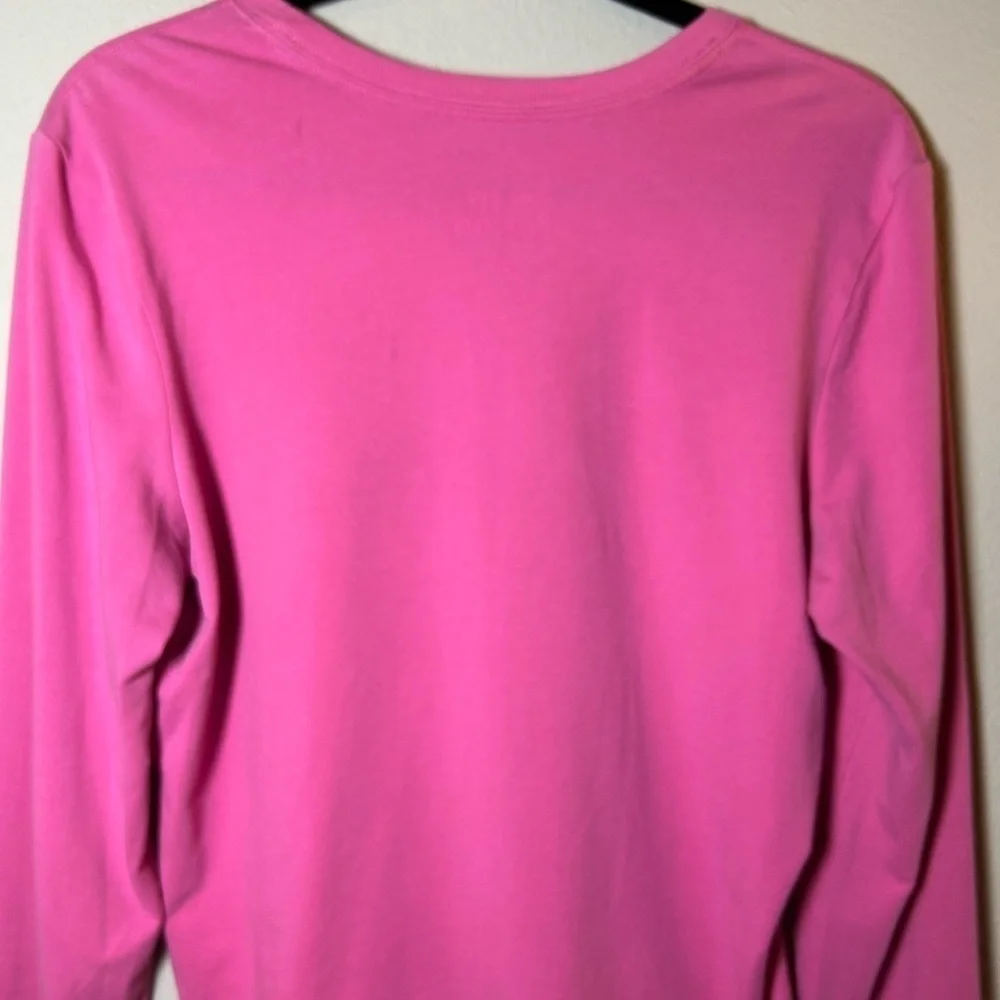 Nike Cropped Dri Fit Long Sleeve Large Pink Scissor Cut Athleisure Top Athletic